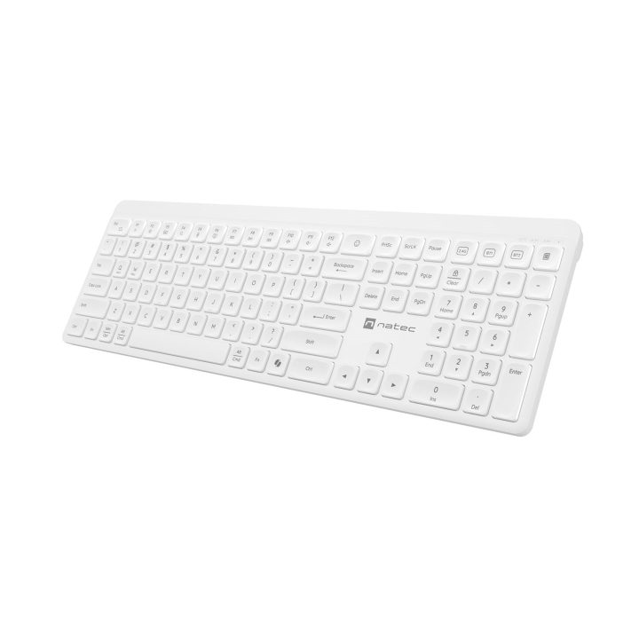 Natec Tang US tastiera wireless BT + 2.4 GHz silenziosa slim bianco