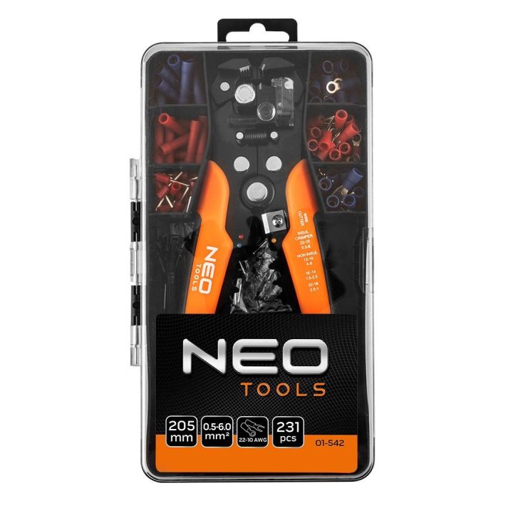 NEO TOOLS spelacavi automatico 205 mm tipo frontale + 230 connettori