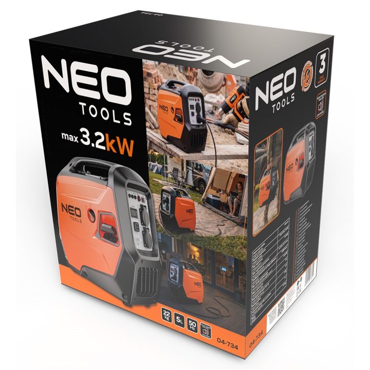 NEO TOOLS generatore inverter 3200W arancione/nero