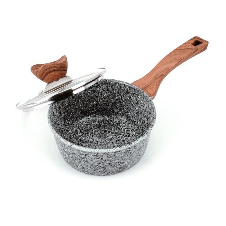 PROMIS Set di pentole GRANITE pentola 16 cm pentole 20 24 28 manici marrone