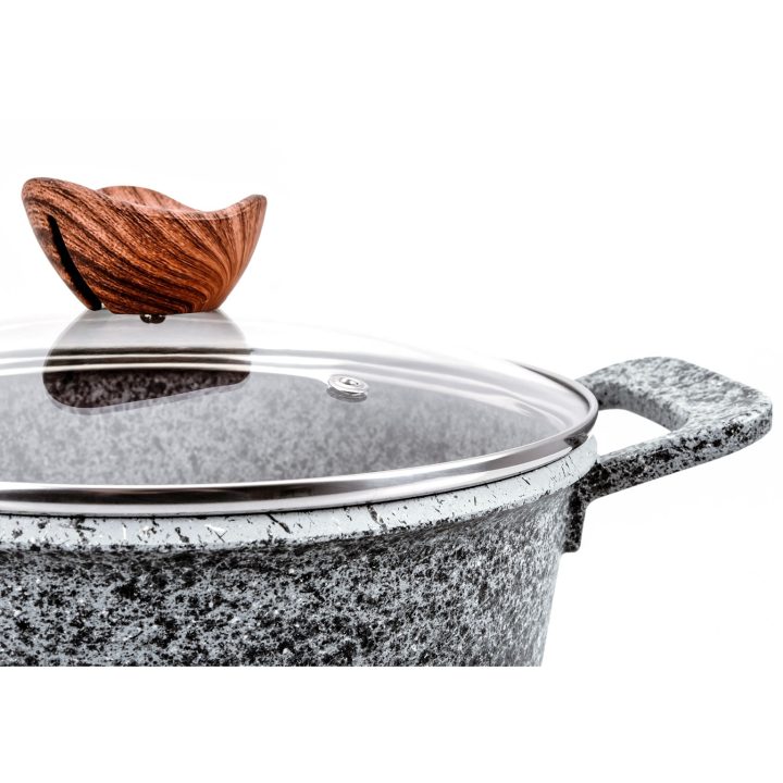 PROMIS Set di pentole GRANITE pentola 16 cm pentole 20 24 28 manici marrone
