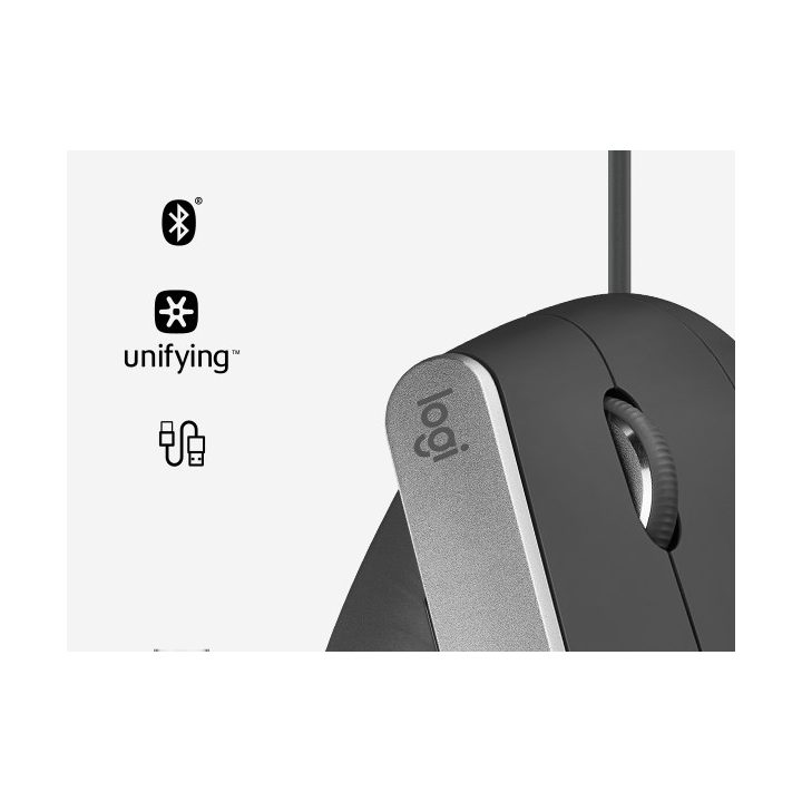 Logitech MX Vertical Advanced Ergonimic mouse RF Wireless+Bluetooth Optical 4000 DPI Right-hand