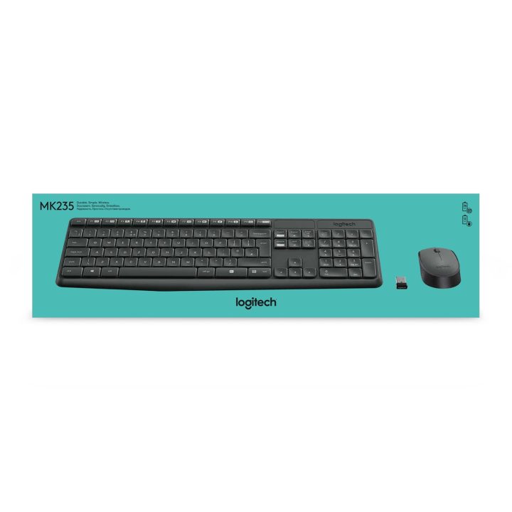 Logitech MK235 keyboard Mouse included USB QWERTY US International Grey