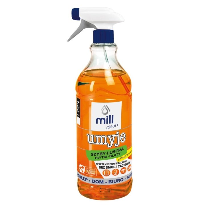 Mill Clean Wash liquid for cleaning windows glass mirrors tiles with orange scent 1.22 L
