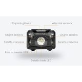 Montis Akumulatorowa latarka nagłowna z sensorem MT001 Black Headband flashlight LED