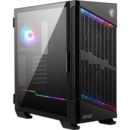 MSI MPG VELOX 100P AIRFLOW Mid Tower Gaming Computer Case 'Black 3x 120mm Fan + 1x 120mm ARGB Fan ARGB light strip USB Type-C 1x