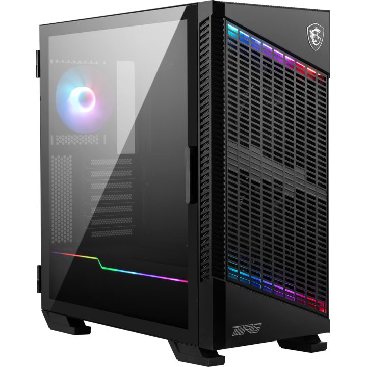 MSI MPG VELOX 100P AIRFLOW Mid Tower Gaming Computer Case 'Black 3x 120mm Fan + 1x 120mm ARGB Fan ARGB light strip USB Type-C 1x