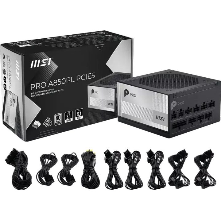 MSI PRO A850PL PCIE5 850W 120mm 80 Plus Platinum aPFC power supply