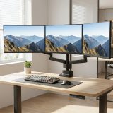 Maclean MC-811 Monitor Bracket Desk Mount Holder For 3 LCD LED Monitors USB 17'' - 27 3 x 7kg VESA