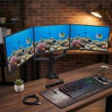 Maclean MC-811 Monitor Bracket Desk Mount Holder For 3 LCD LED Monitors USB 17'' - 27 3 x 7kg VESA