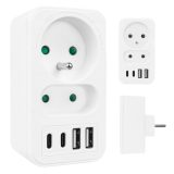 Current socket x2 + 4xUSB Maclean splitter with 2 sockets 2xUSB A 2xUSB C PD 20W 1x16A + 1x6A MCE249 F/W