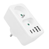 Current socket x2 + 4xUSB Maclean splitter with 2 sockets 2xUSB A 2xUSB C PD 20W 1x16A + 1x6A MCE249 F/W