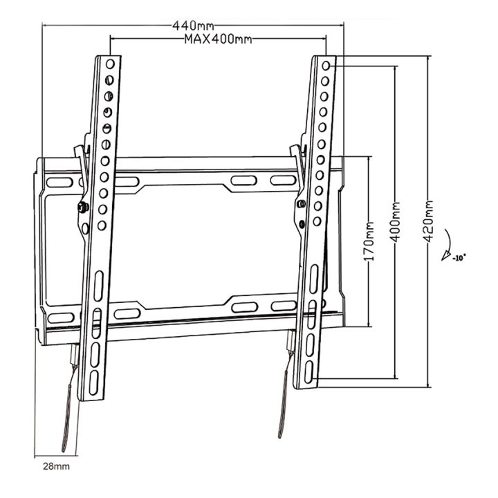 Maclean TV MC-412 Wall Mount Bracket 32 -70 VESA 400x400 45kg Tilting Universal Adjustable Spirit Level Mounting Accessories