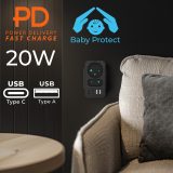 Maclean current socket x2 + 4xUSB splitter with 2 sockets 2xUSB A 2xUSB C PD 20W 1x16A + 1x6A MCE249 F/B