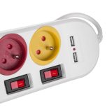 Maclean power strip extender 4 sockets + 2xUSB with switches 250VAC/10A 2.1A 5V 1.5m white MCE229 W