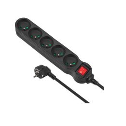Maclean MCE185 power extension 5 m 5 AC outlet(s) Indoor Black