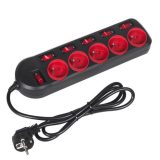 Maclean MCE204 power extension 1.5 m 5 AC outlet(s) Indoor Black Red