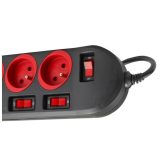 Maclean MCE204 power extension 1.5 m 5 AC outlet(s) Indoor Black Red