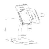 Maclean MC-468W Universal Tablet Stand Holder Lockable 7.9 - 11 Table or Wall Mounting Public Display Kiosk Sturdy Anti-Theft