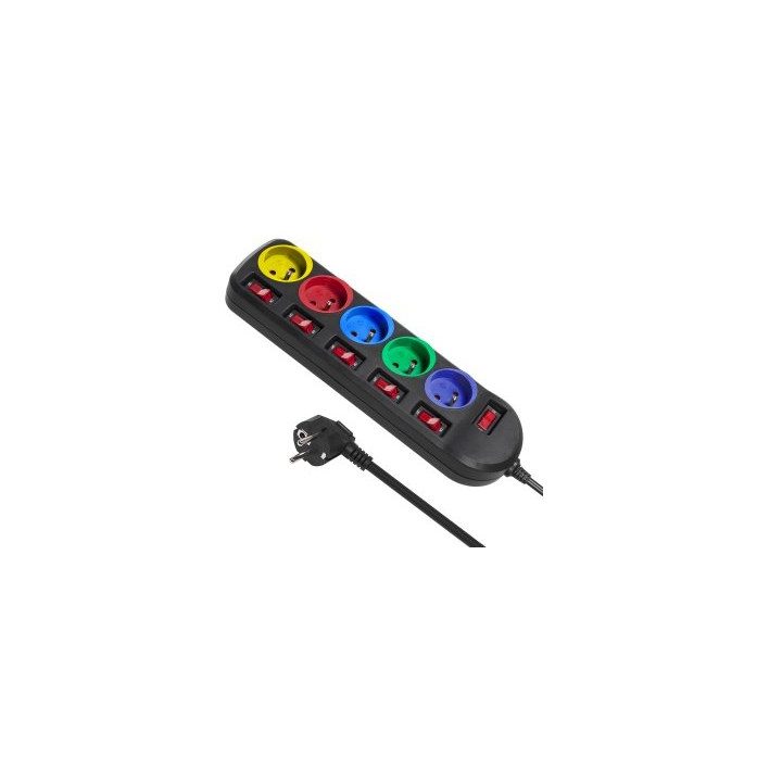 Maclean MCE204M power extension 1.5 m 5 AC outlet(s) Indoor Black Multicolour