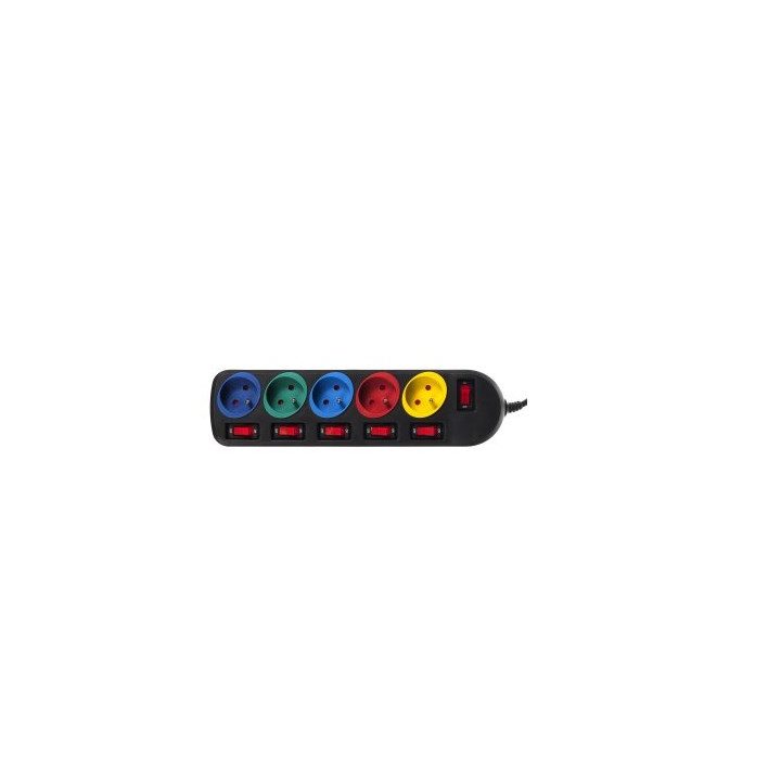 Maclean MCE204M power extension 1.5 m 5 AC outlet(s) Indoor Black Multicolour
