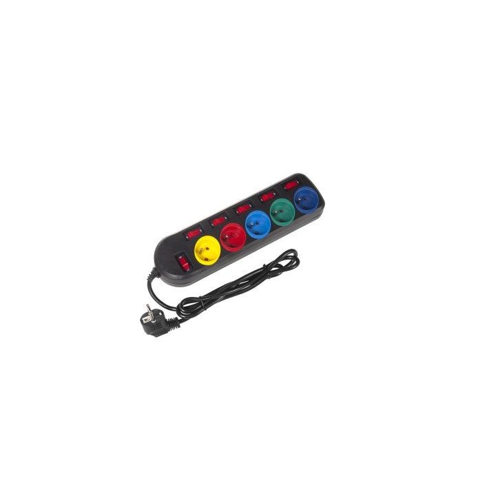 Maclean MCE204M power extension 1.5 m 5 AC outlet(s) Indoor Black Multicolour