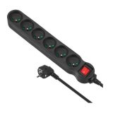Maclean MCE225 power extension 1.5 m 6 AC outlet(s) Indoor Black