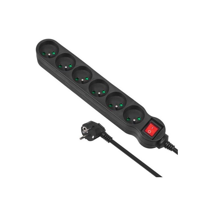 Maclean MCE225 power extension 1.5 m 6 AC outlet(s) Indoor Black