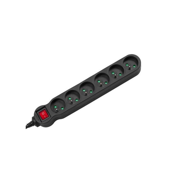 Maclean MCE225 power extension 1.5 m 6 AC outlet(s) Indoor Black