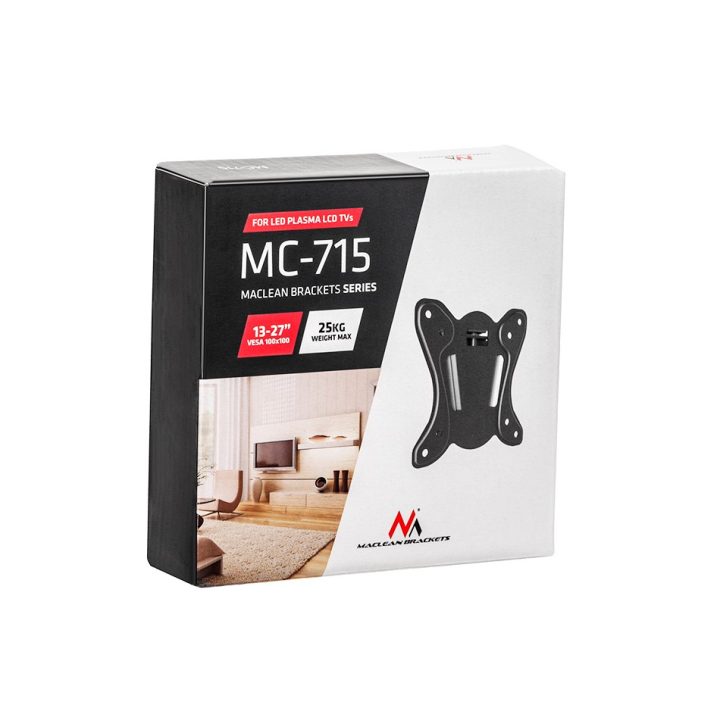 Maclean MC-715 Small TV Bracket Wall Mount for TV Monitor 13-27 LCD LED Plasma 75x75 100x100