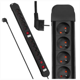 Maclean power strip 10 outlet extension cord 2 switches protection and overload indication 3680W MCE10