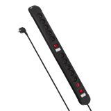 Maclean power strip 10 outlet extension cord 2 switches protection and overload indication 3680W MCE10