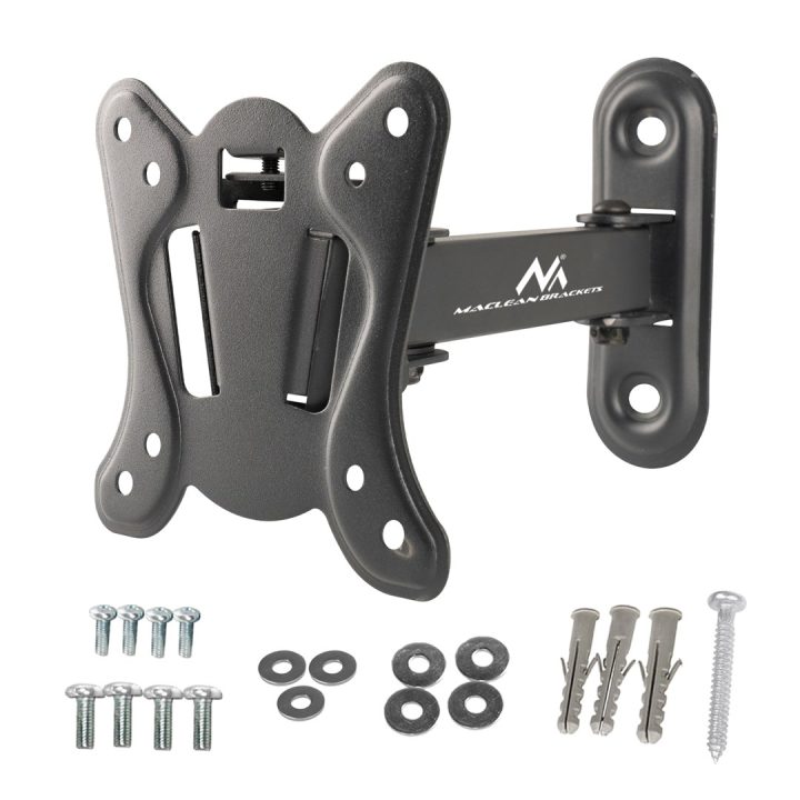 Maclean MC-416 TV Monitor Wall Mount 13 -32 30kg Tilt Rotate max. VESA 100x100 Black Powder Coating LED OLED LCD Universal Brack