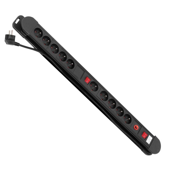 Maclean power strip 10 outlet extension cord 2 switches protection and overload indication 3680W MCE10