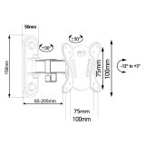 Maclean MC-416 TV Monitor Wall Mount 13 -32 30kg Tilt Rotate max. VESA 100x100 Black Powder Coating LED OLED LCD Universal Brack