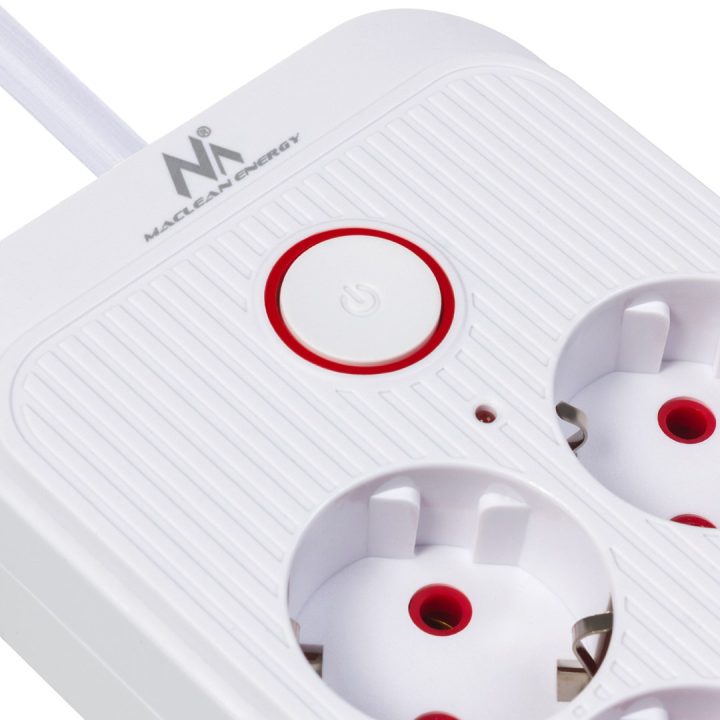 Maclean power strip 6 socket extension + 4xUSB 110-240V AC 50/60Hz 2.1A max 2500W 1.5 m white MCE389 W
