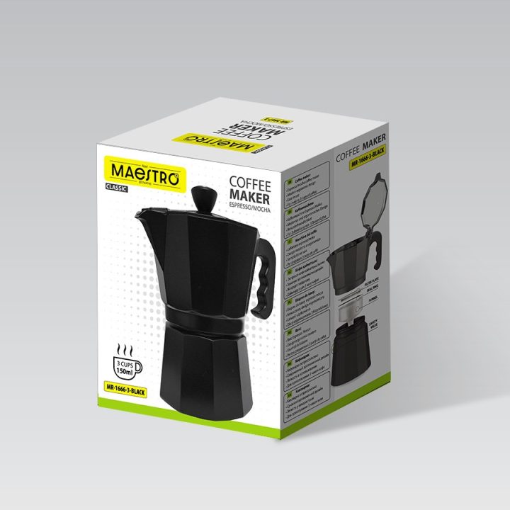 3 cup coffee machine MAESTRO MR-1666-3-BLACK Black