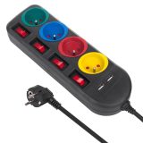 Maclean power strip 4-socket extension cable + 2xUSB with switches 250VAC/10A 2.1A 5V 1.5m black MCE229 B