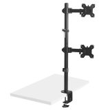 Maclean MC-967 Double Vertical Monitor Desk Mount Screen Holder max VESA 100x100 13-27 2x 9kg Powder Coated Tilting Rotating Adj