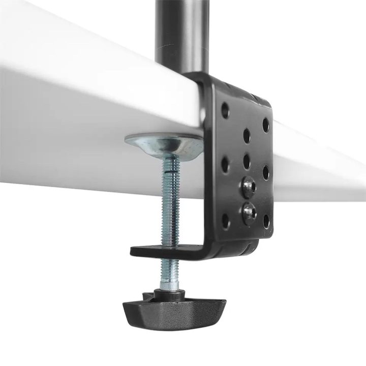 Maclean MC-967 Double Vertical Monitor Desk Mount Screen Holder max VESA 100x100 13-27 2x 9kg Powder Coated Tilting Rotating Adj