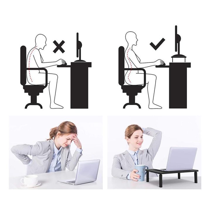 Maclean MC-946 Monitor Laptop Stand 13 - 32 3-Level Height Adjustment with Drawer up to 20kg Sturdy Vented