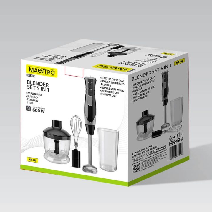 Hand blender Maestro MR-566 3-in-1 set 500 W Black