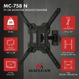 Maclean TV or Monitor Mount / Bracket max. 23–65 max. load 30 kg universal max. VESA 400x400 MC-758 N