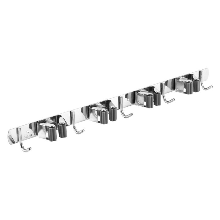 Maclean Wall-Mounted Organizer for Garden Tools and Mops Steel with Hooks Max. Load 20 kg Width 49 cm MC-184
