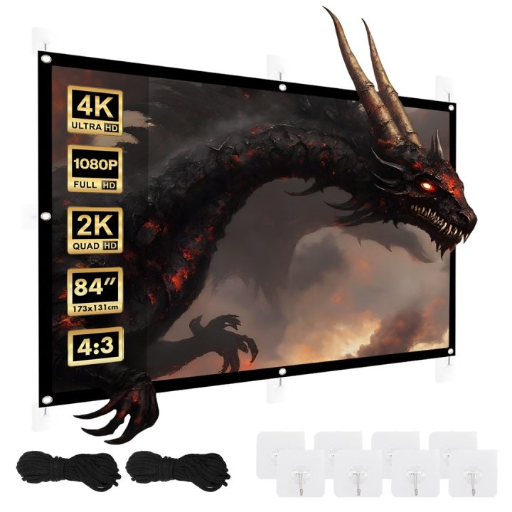 Maclean projection screen 84 175x131cm 25mm 4:3 border tension hooks MC-166