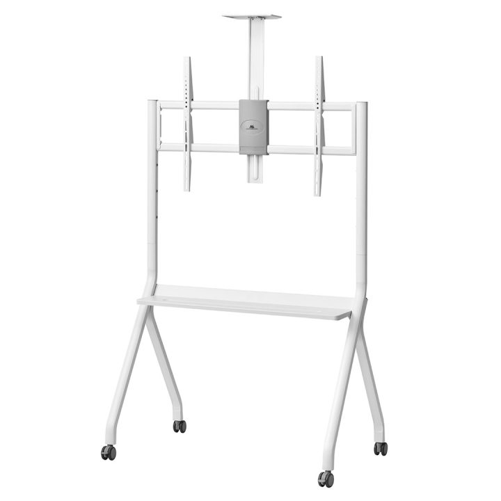 Maclean TV stand / cart camera shelf on casters 55-100 max load 120kg/10kg shelf max. VESA 900x600 white MC-114 W