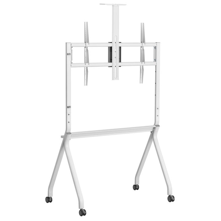 Maclean TV stand / cart camera shelf on casters 55-100 max load 120kg/10kg shelf max. VESA 900x600 white MC-114 W