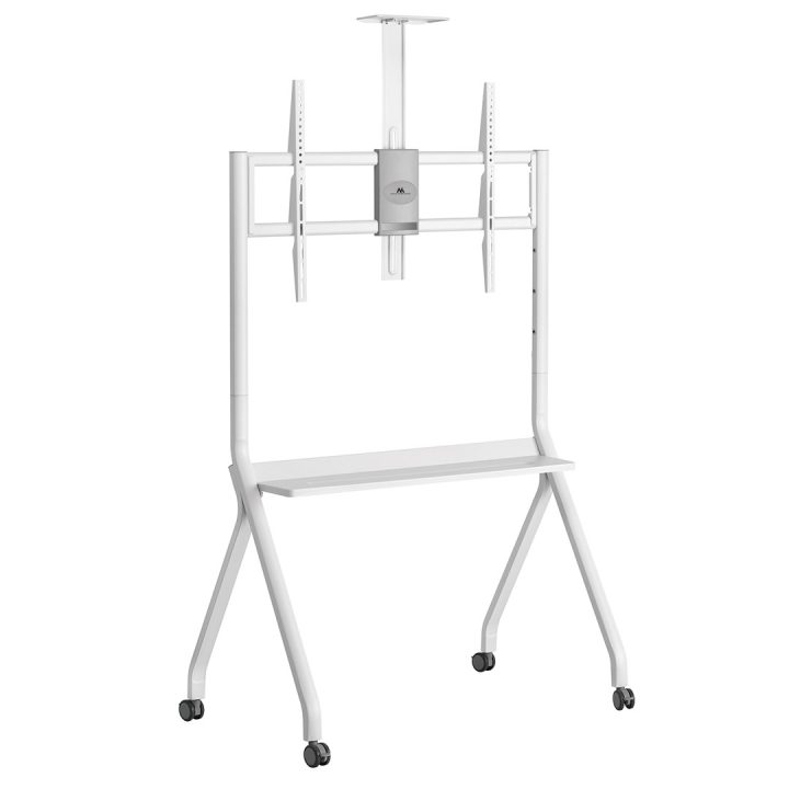 Maclean TV stand / cart camera shelf on casters 55-100 max load 120kg/10kg shelf max. VESA 900x600 white MC-114 W