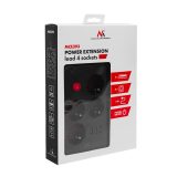 Maclean power strip 4-socket extension cable + 3xUSB 110-240V AC 50/60Hz 2.1A max 2500W 3m black MCE393 B