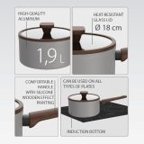 18cm saucepan with lid 1.9L MR-1211-18S MAESTRO grey